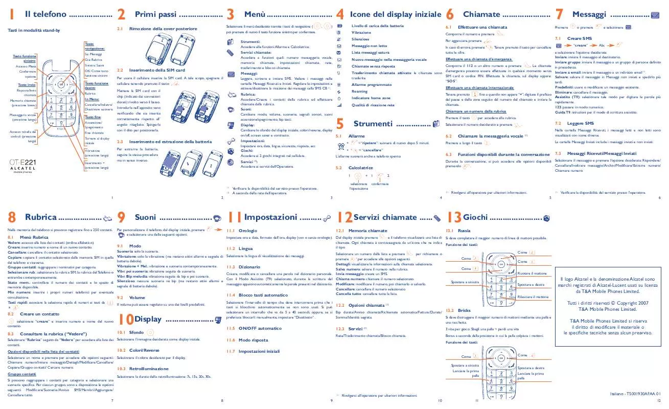 Mode d'emploi ALCATEL OT-E221