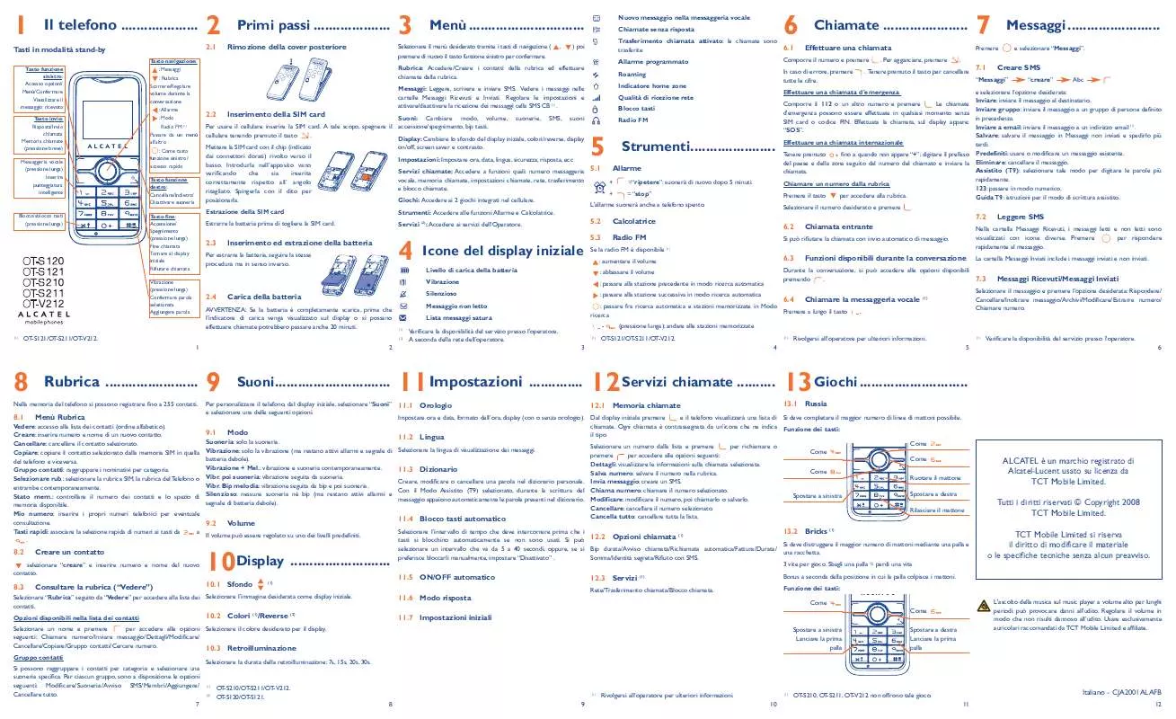 Mode d'emploi ALCATEL OT-V212