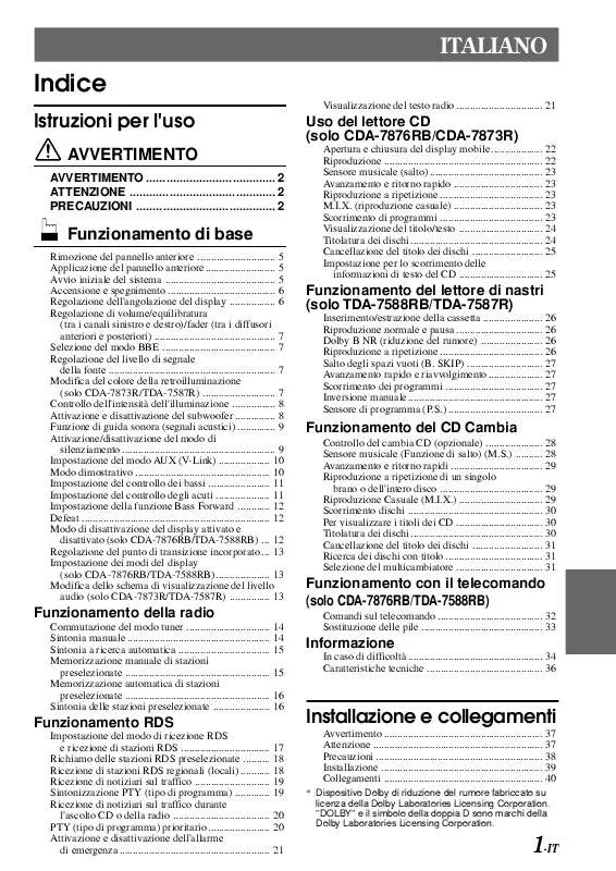 Mode d'emploi ALPINE CDA-7876RB