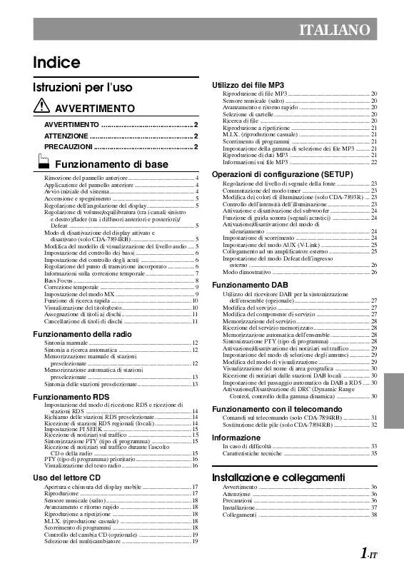 Mode d'emploi ALPINE CDA-7894RB