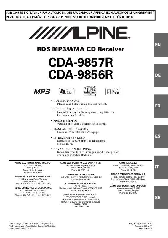 Mode d'emploi ALPINE CDA-9856R