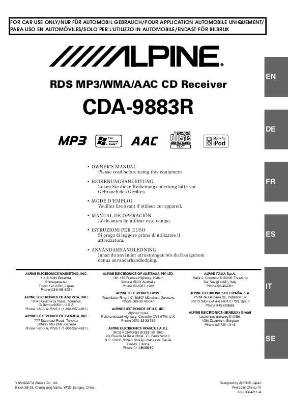 Mode d'emploi ALPINE CDA-9883R