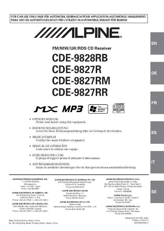 Mode d'emploi ALPINE CDE-9827RR