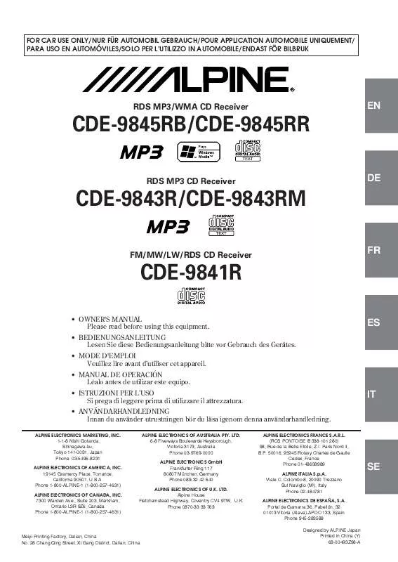 Mode d'emploi ALPINE CDE-9843R