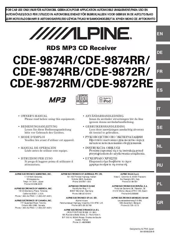 Mode d'emploi ALPINE CDE-9872R