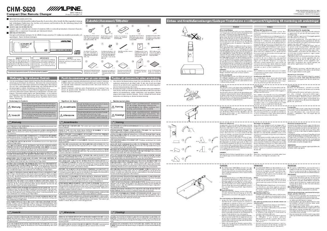 Mode d'emploi ALPINE CHM-S620