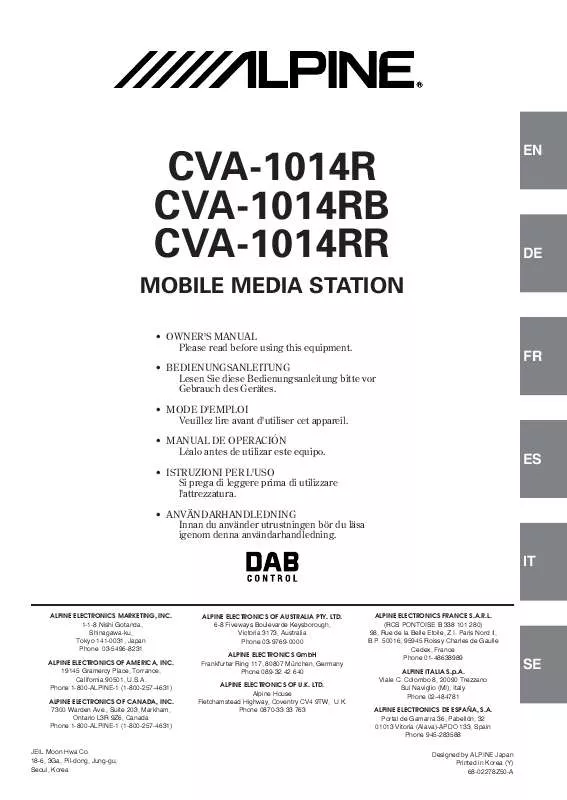 Mode d'emploi ALPINE CVA-1014RR-RB-R