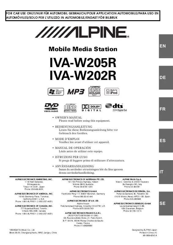 Mode d'emploi ALPINE IVA-W202R