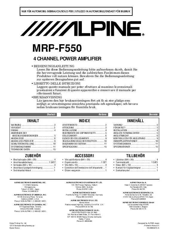 Mode d'emploi ALPINE MRP-F550