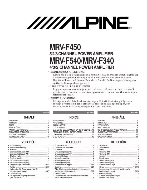 Mode d'emploi ALPINE MRV-F340