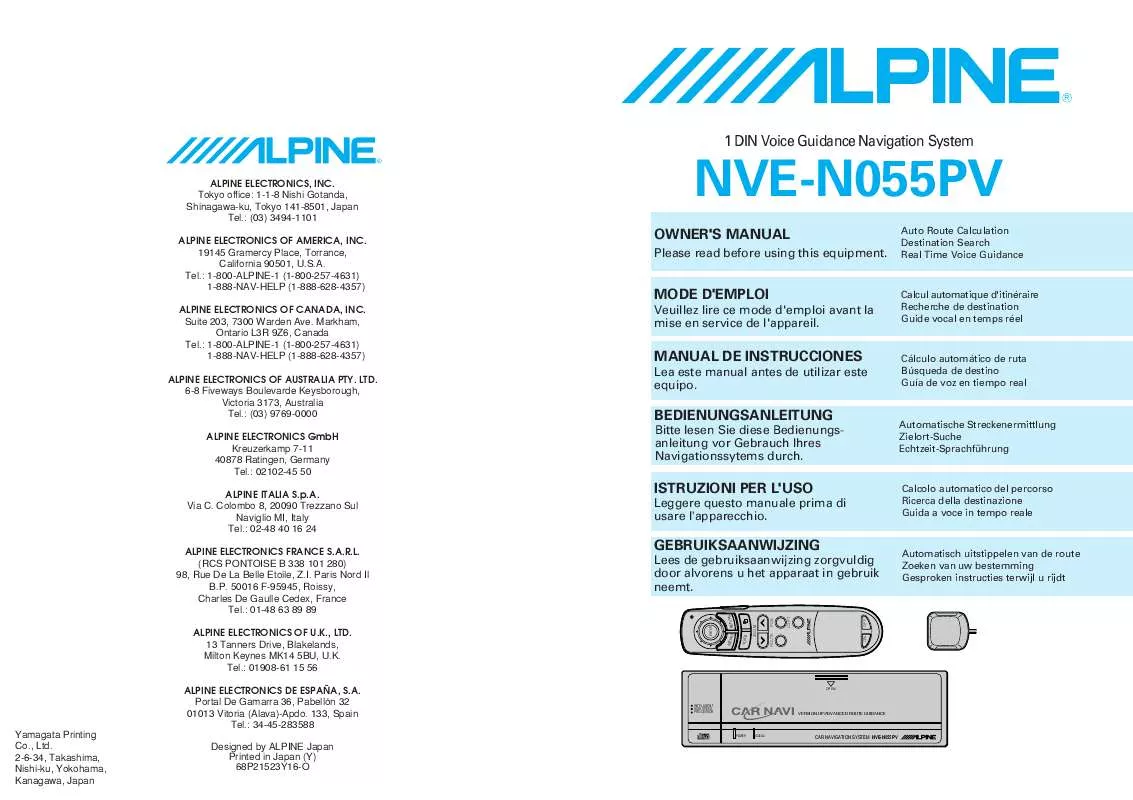 Mode d'emploi ALPINE NVE-N055PV