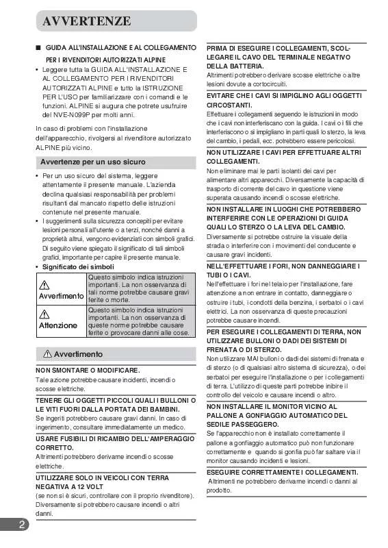 Mode d'emploi ALPINE NVE-N099P