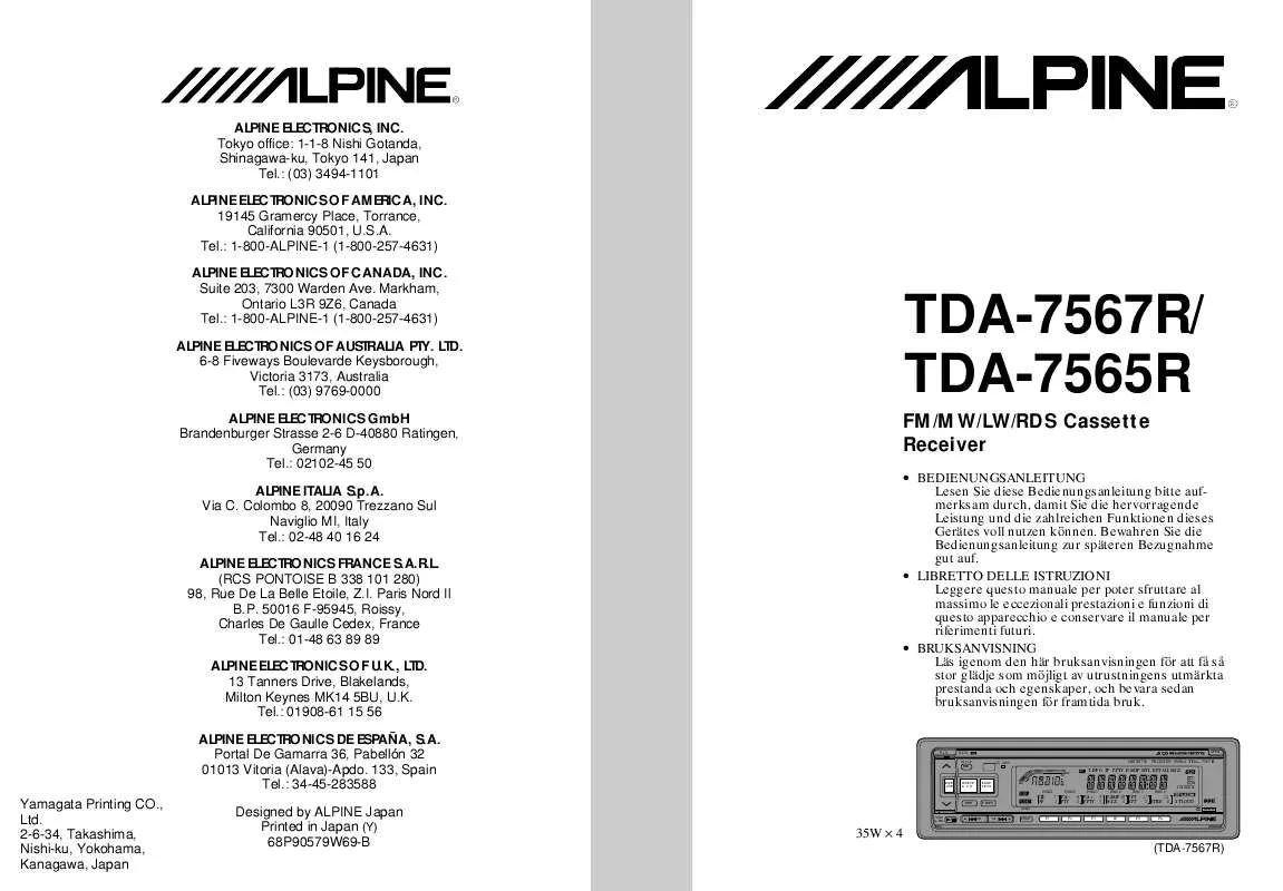 Mode d'emploi ALPINE TDA-7565R