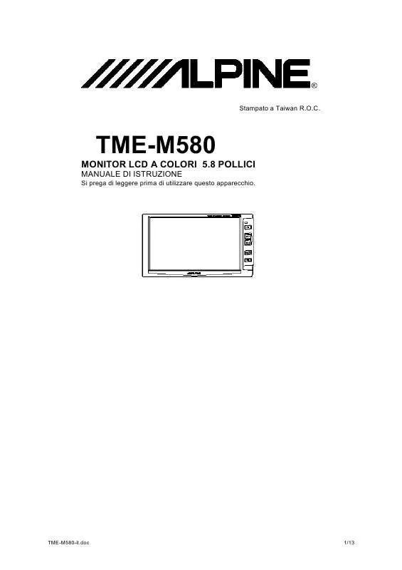 Mode d'emploi ALPINE TME-M580