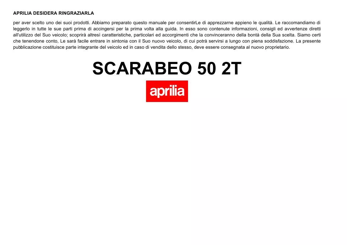 Mode d'emploi APRILIA SCARABEO 50 2T