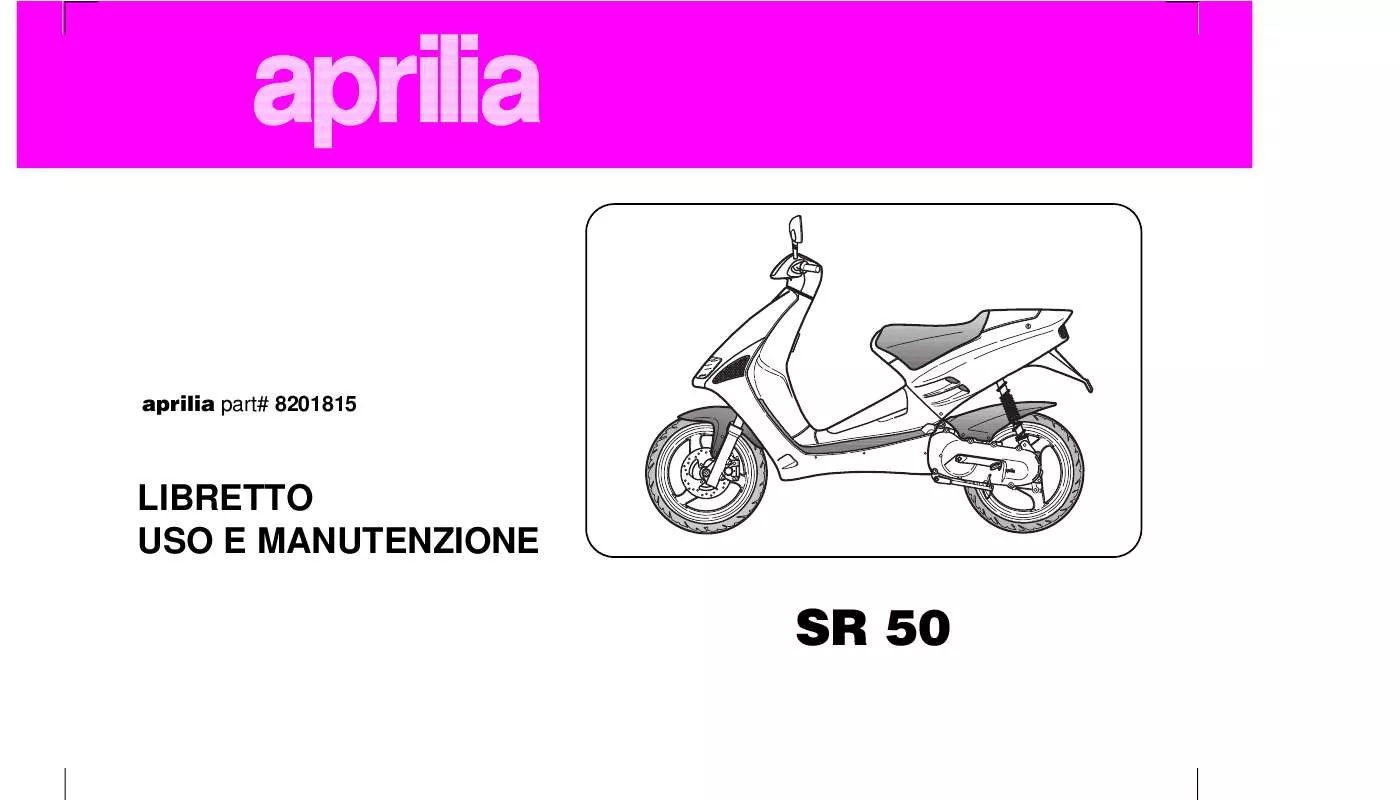 Mode d'emploi APRILIA SR 50 ANNEE 1994