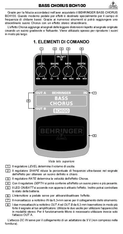 Mode d'emploi BEHRINGER BCH100