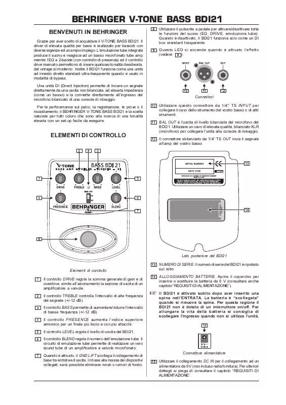 Mode d'emploi BEHRINGER BDI21