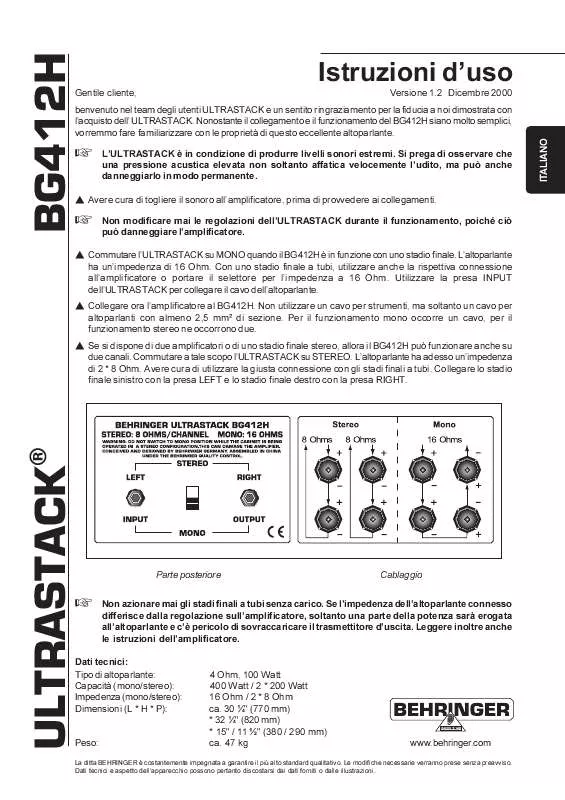 Mode d'emploi BEHRINGER BG412H