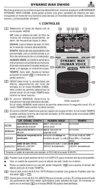 Mode d'emploi BEHRINGER DW400