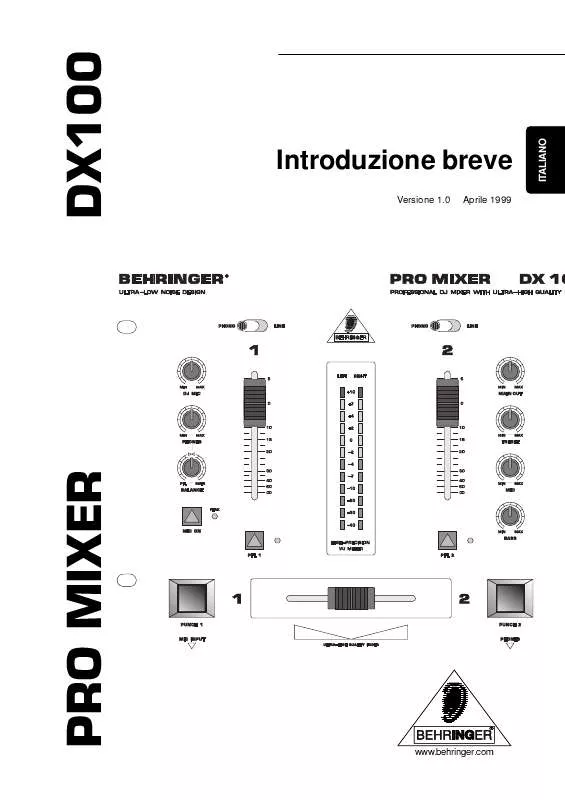 Mode d'emploi BEHRINGER DX100