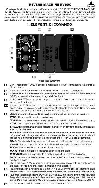 Mode d'emploi BEHRINGER RV600