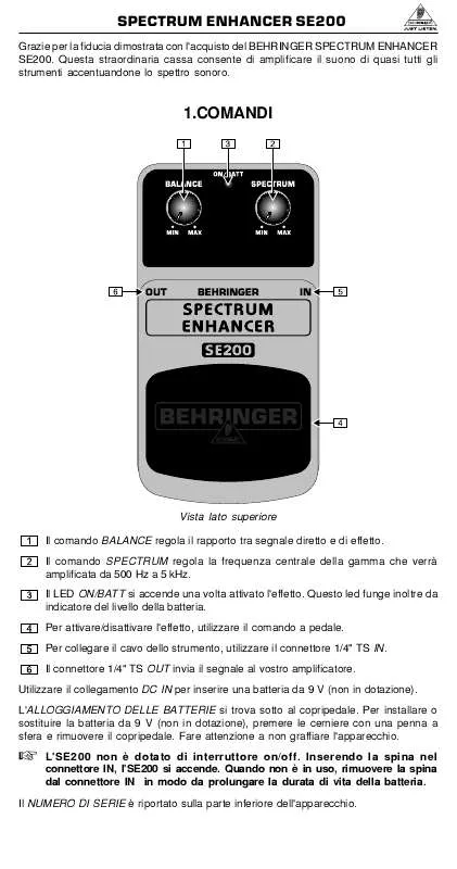 Mode d'emploi BEHRINGER SE200