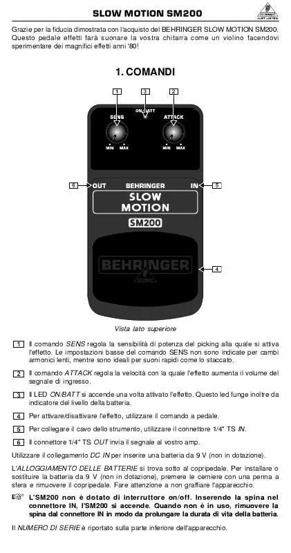 Mode d'emploi BEHRINGER SM200