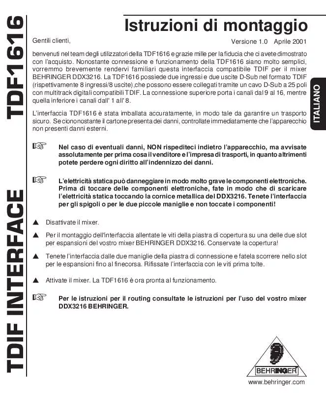 Mode d'emploi BEHRINGER TDF1616