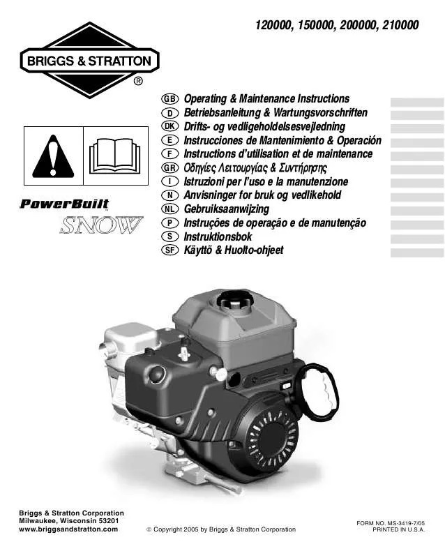 Mode d'emploi BRIGGS & STRATTON 12E300