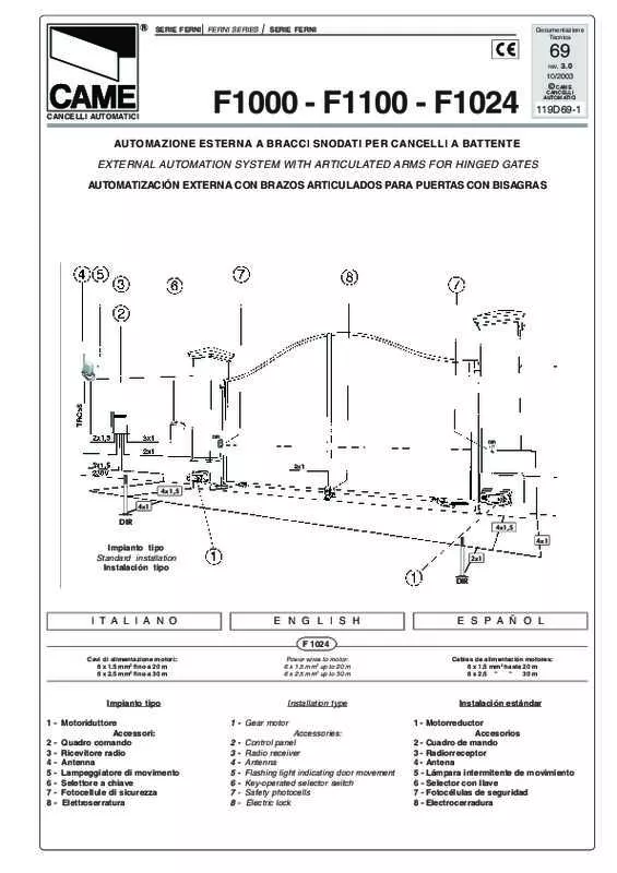 Mode d'emploi CAME F1100