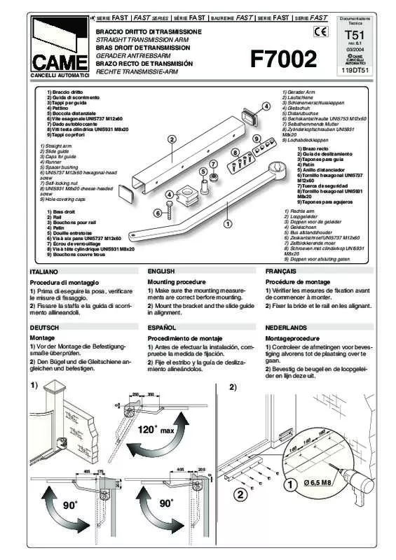 Mode d'emploi CAME F7002