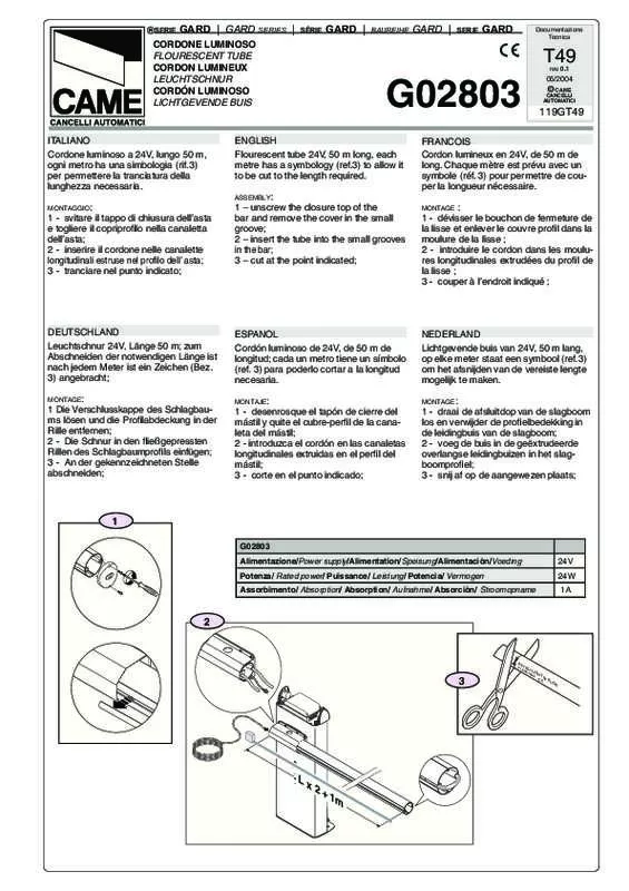 Mode d'emploi CAME G02803