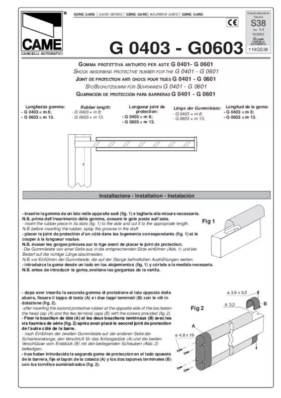 Mode d'emploi CAME G0430