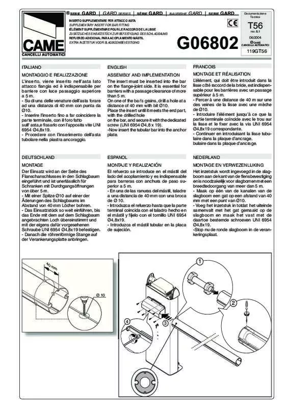 Mode d'emploi CAME G06802