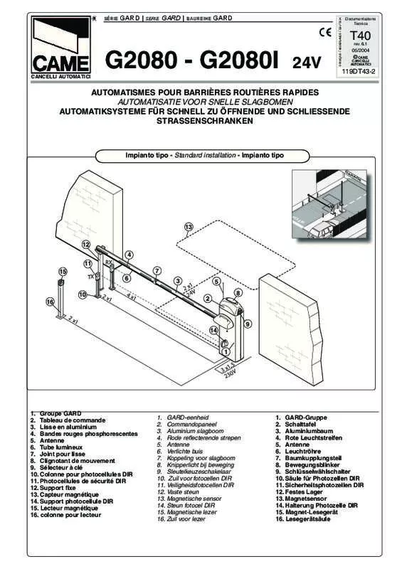 Mode d'emploi CAME G2080I