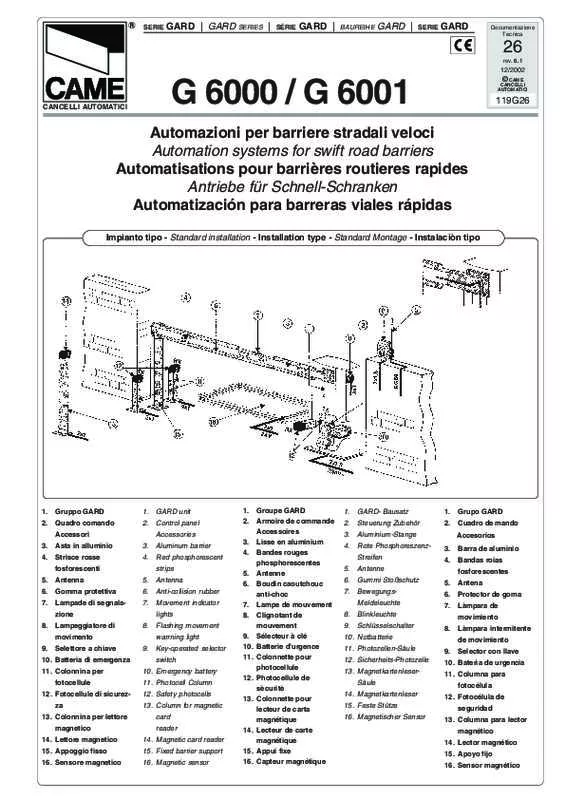 Mode d'emploi CAME G6001