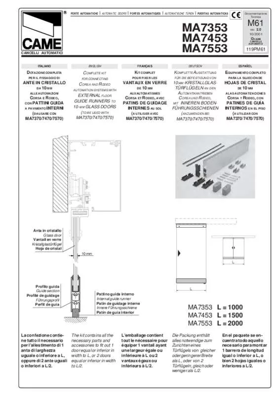 Mode d'emploi CAME M7453