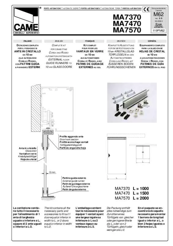 Mode d'emploi CAME M7470