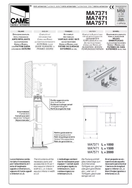 Mode d'emploi CAME MA7371