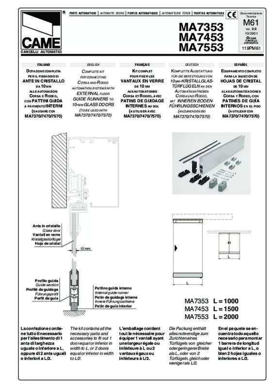 Mode d'emploi CAME MA7453