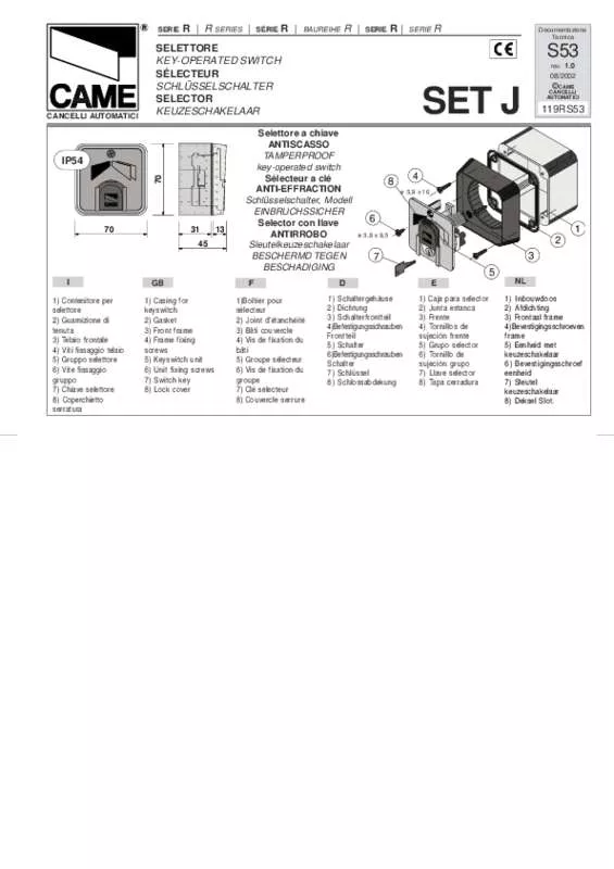 Mode d'emploi CAME SET J