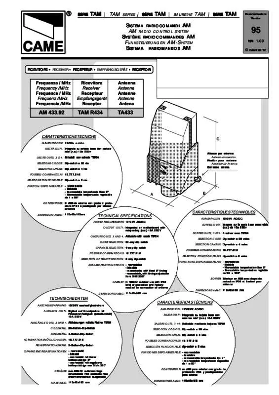 Mode d'emploi CAME T434