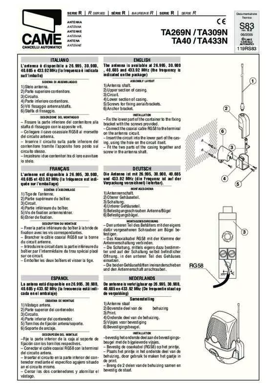 Mode d'emploi CAME TA40