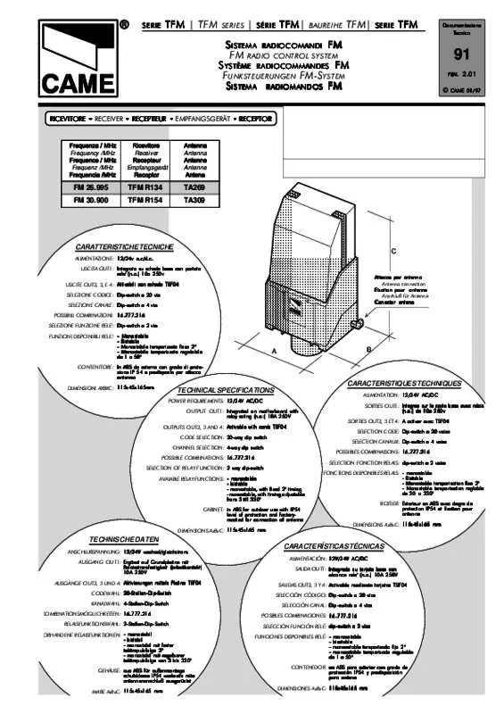 Mode d'emploi CAME TFM R154