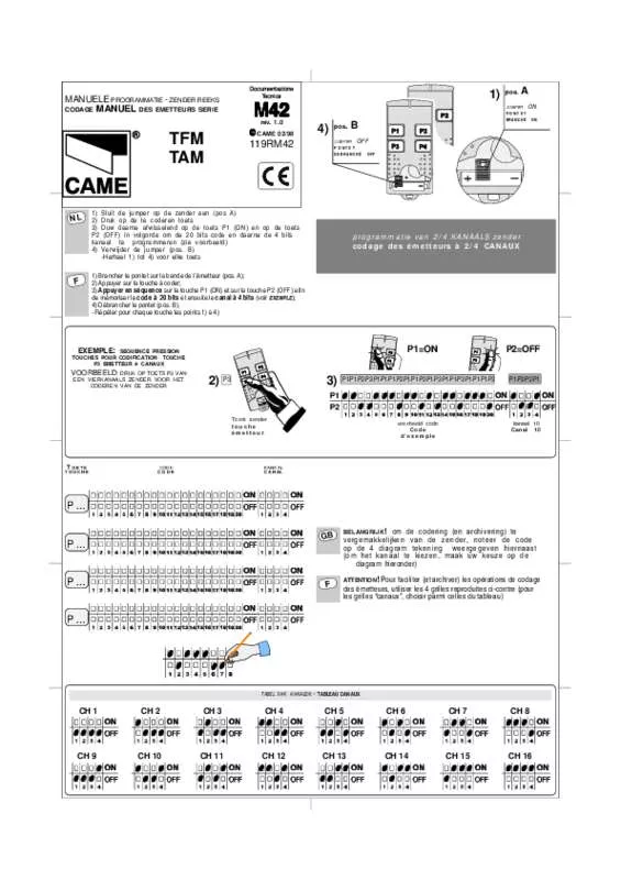 Mode d'emploi CAME TFM