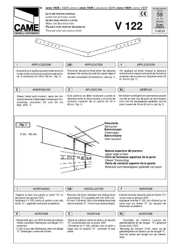 Mode d'emploi CAME V122