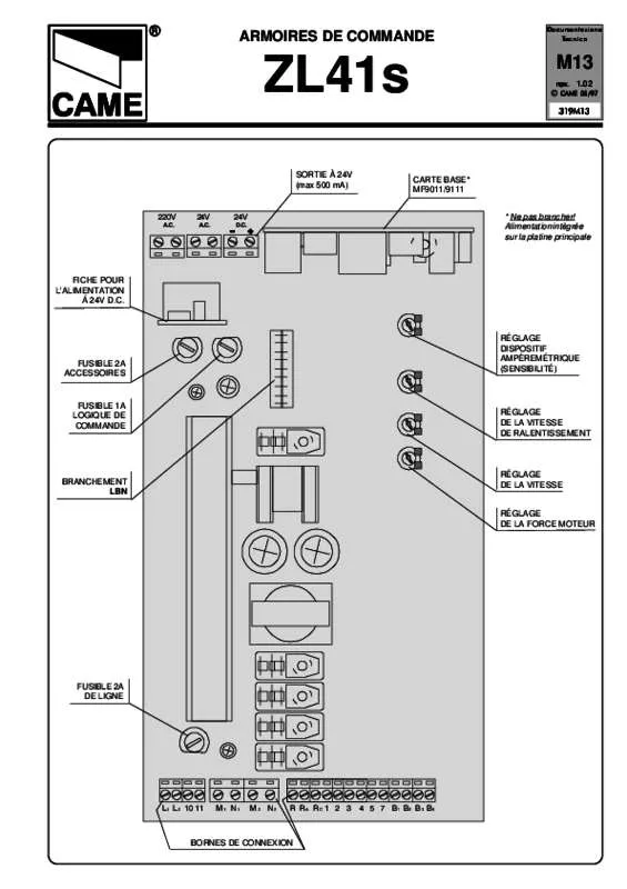 Mode d'emploi CAME ZL41S