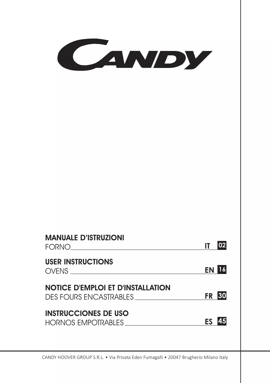 Mode d'emploi CANDY FCPK626XLA