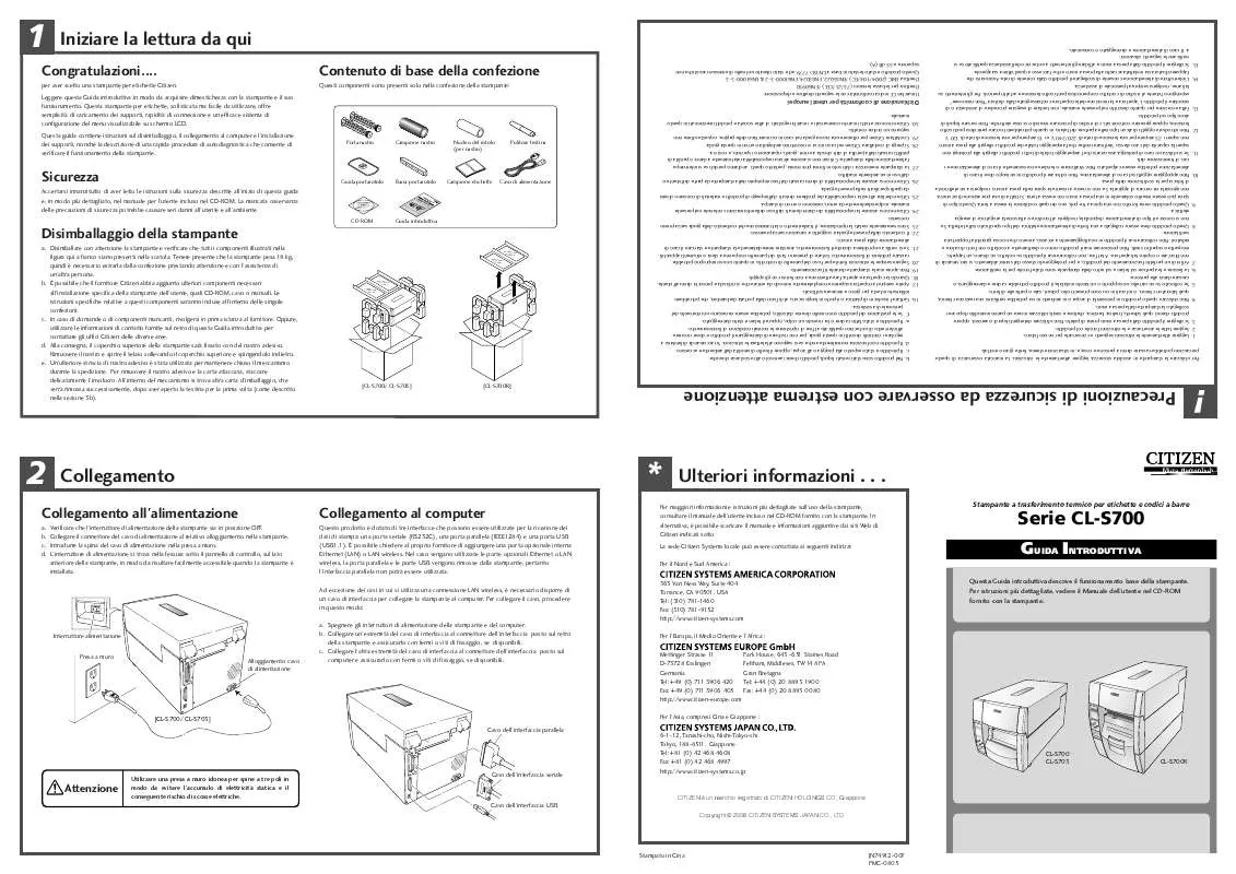 Mode d'emploi CITIZEN CL-S700